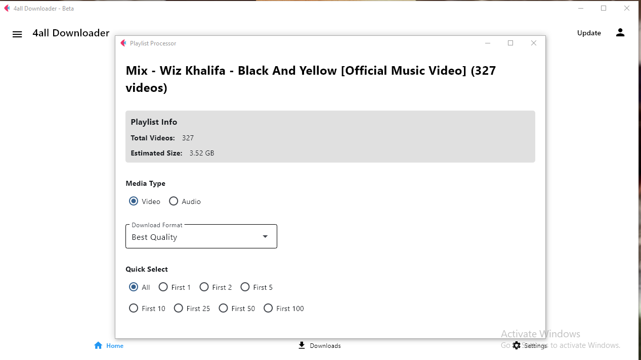 Home tab preview