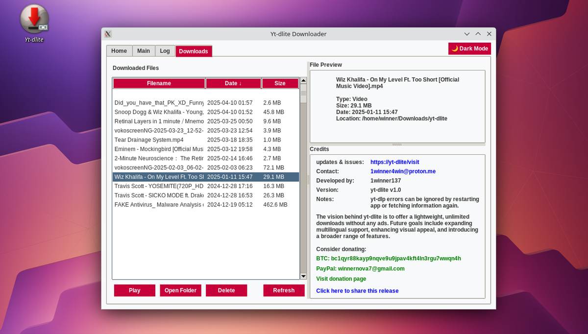 Downloads in Kali Linux, kde